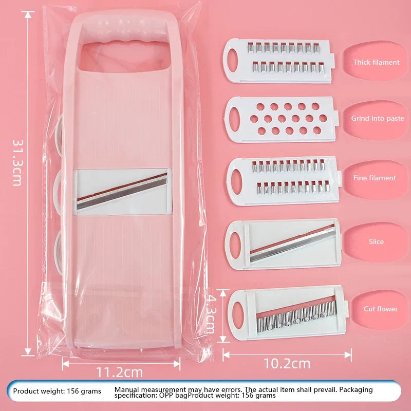5-in-1 Vegetable Chopper & Mandoline Slicer with Stainless Steel Blades