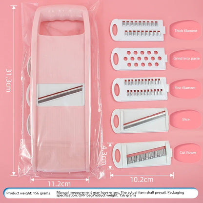 5-in-1 Vegetable Chopper & Mandoline Slicer with Stainless Steel Blades