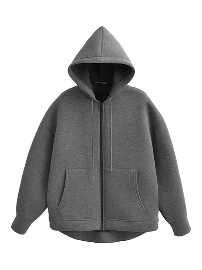 Women's Oversized Zip-Up Hoodie Jacket – Loose Street Sweatshirt Coat