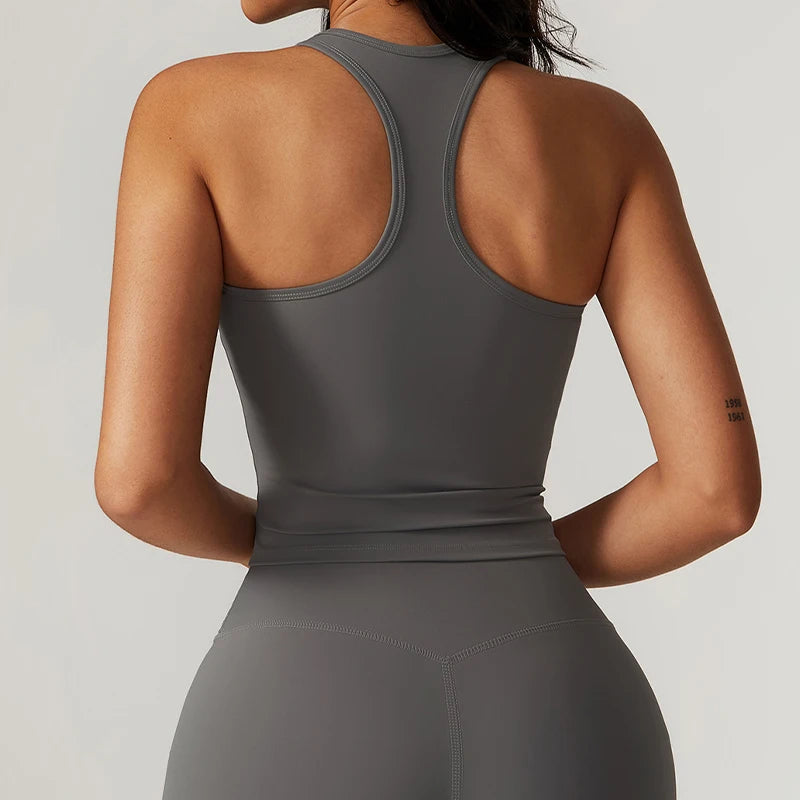 Women's Yoga Tank Top with Built-In Bra - Workout Vest