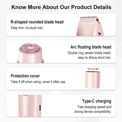 2-in-1 Women's Electric Razor & Bikini Trimmer – Face, Body & Leg Hair Removal
