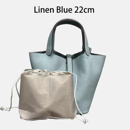 Genuine Leather Bucket Tote Bag for Women – Luxury Designer Handbag
