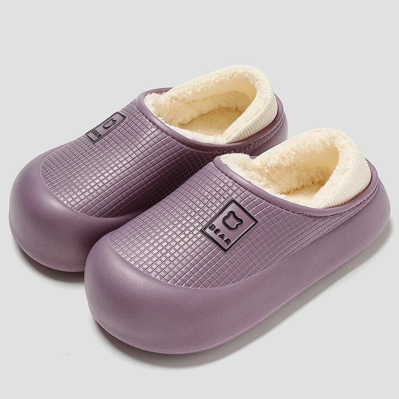 Waterproof Plush Cotton Slippers Non-Slip Thick Sole for Men & Women