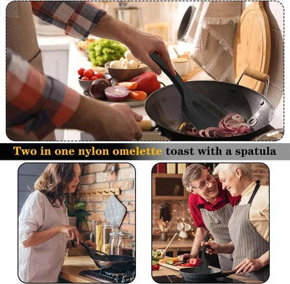 2-in-1 Flip Spatula Tongs – Nylon Non-Stick Kitchen Tool