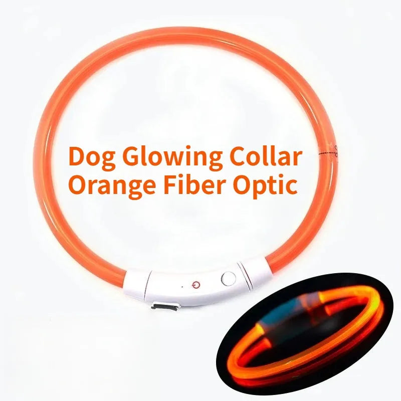 Fiber Optic Dog Collar – USB Rechargeable, Glowing Night Safety