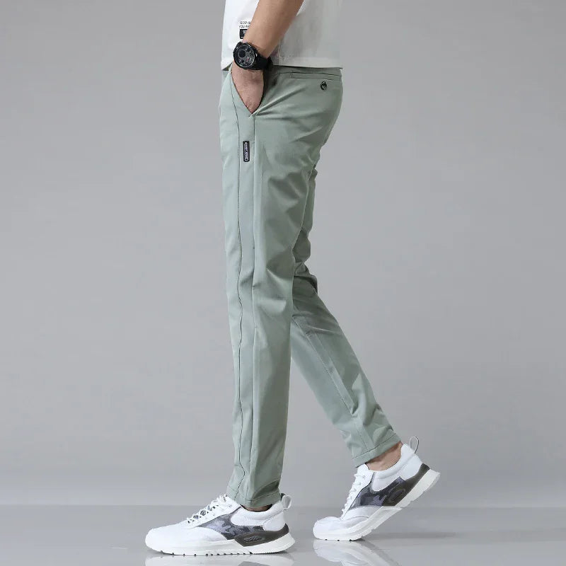 Men's Slim Stretch Casual Pants – Lightweight Golf Trousers