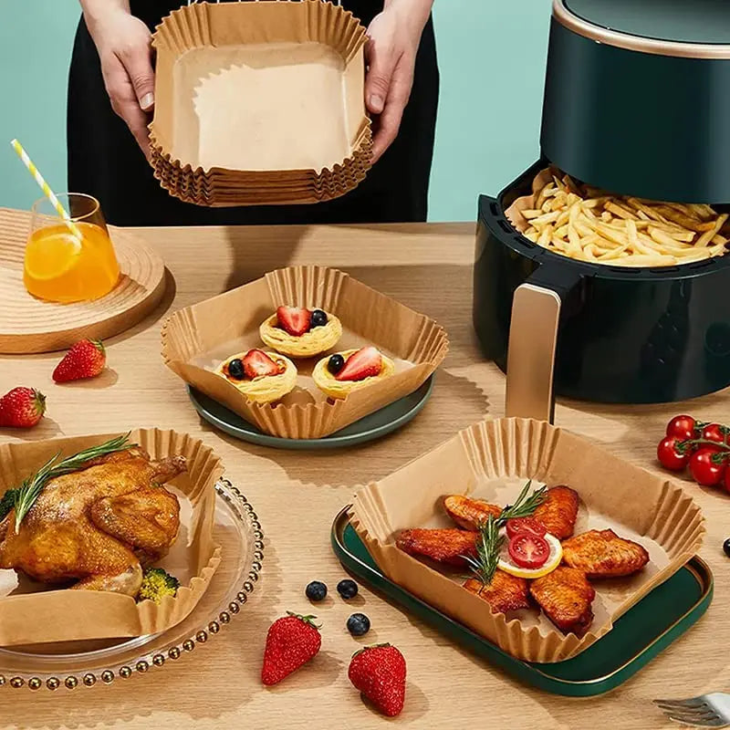 Air Fryer Disposable Paper Liners – Non-Stick Parchment Mats