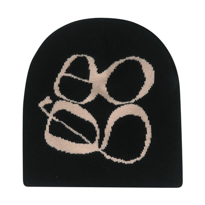 Y2K Letter Print Knit Beanie Hat – Unisex Winter Cap