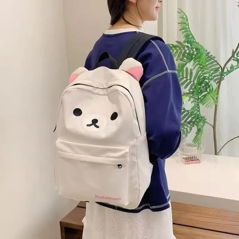 Rilakkuma Korilakkuma Embroidered Waterproof School Backpack