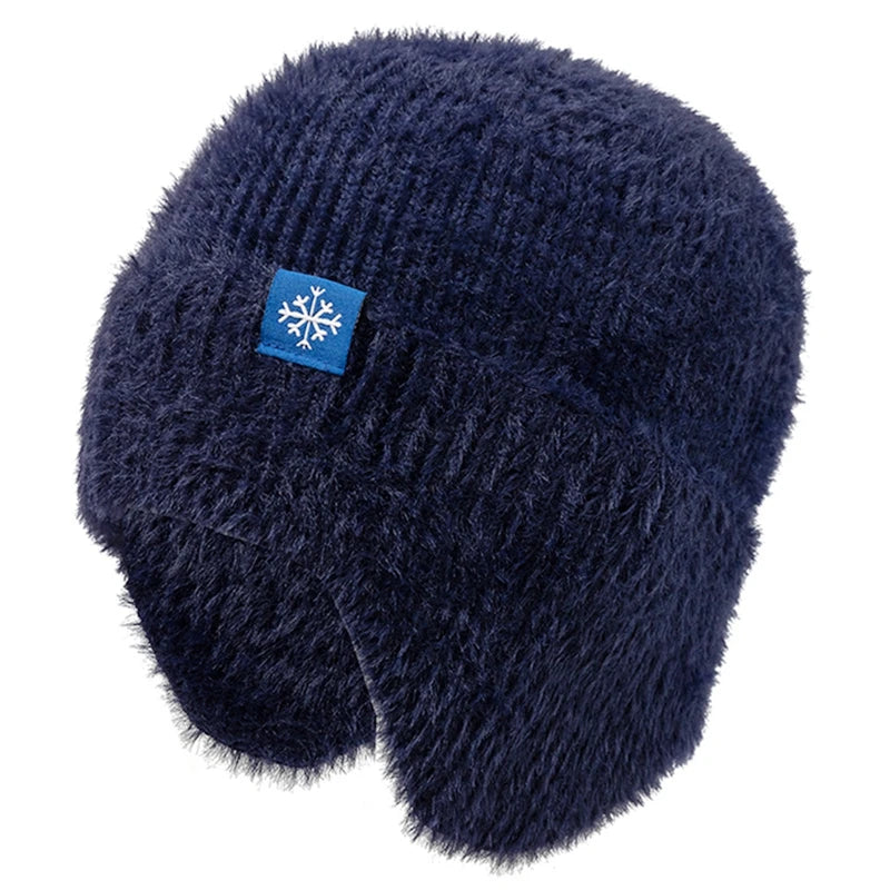 Earflap Beanie Hat – Women's Faux Fur Knit Winter Cap