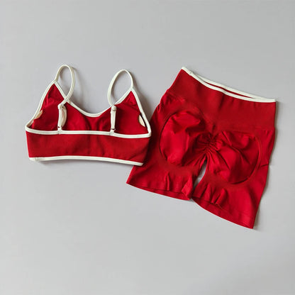 Seamless Yoga Set for Women – Crop Bra & Biker Shorts
