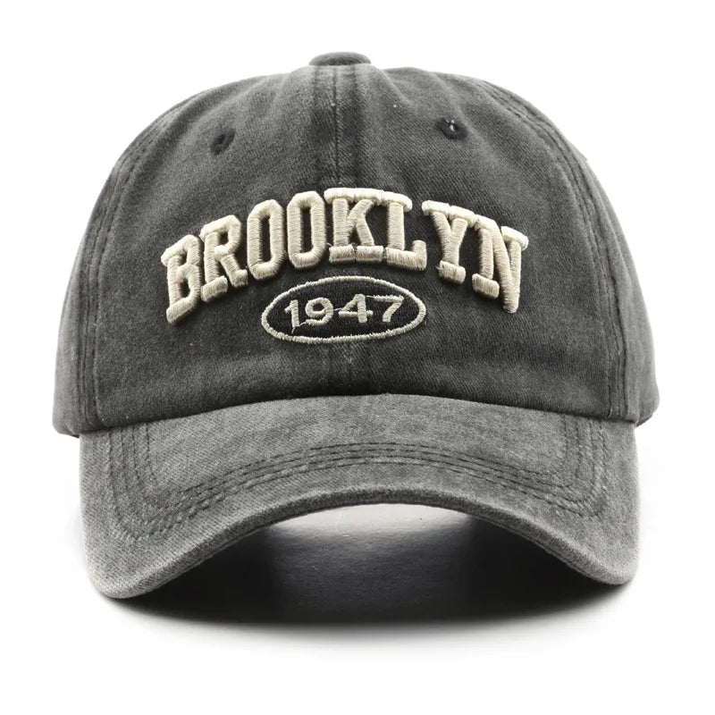 Brooklyn 1947 Embroidered Baseball Cap – Retro Washed Cotton Hat