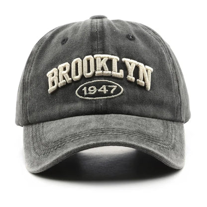 Brooklyn 1947 Embroidered Baseball Cap – Retro Washed Cotton Hat