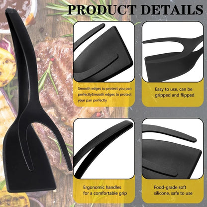 2-in-1 Flip Spatula Tongs – Nylon Non-Stick Kitchen Tool