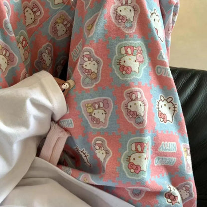 Hello Kitty Plush Sleep Pants – Soft Cotton Lounge Pajama for Women