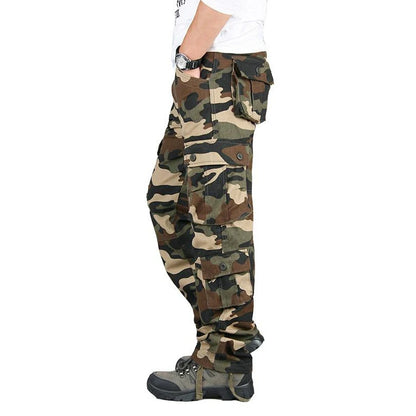 Men's Camo Tactical Cargo Pants – Multi-Pocket Cotton Work Trousers, Big Sizes