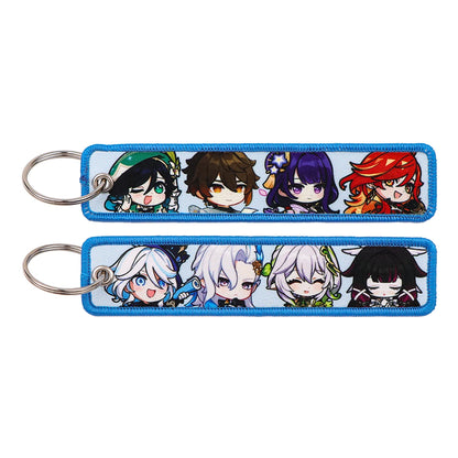 Anime Embroidery Keychain Tag – Cartoon Character Key Ring for Motorcycle, Car & Backpack