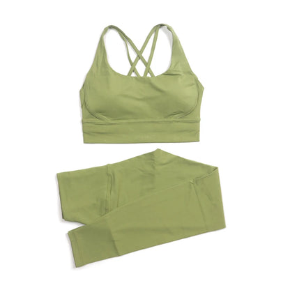 Women's 2-Piece Yoga Set – Nylon Sports Bra & High-Waist Leggings