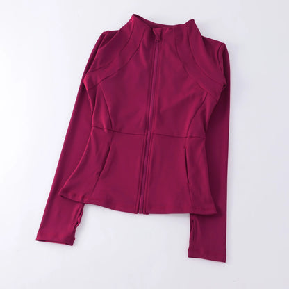 Women's Zip-Up Sports Jacket – Slim Fit Windbreaker with Thumb Holes