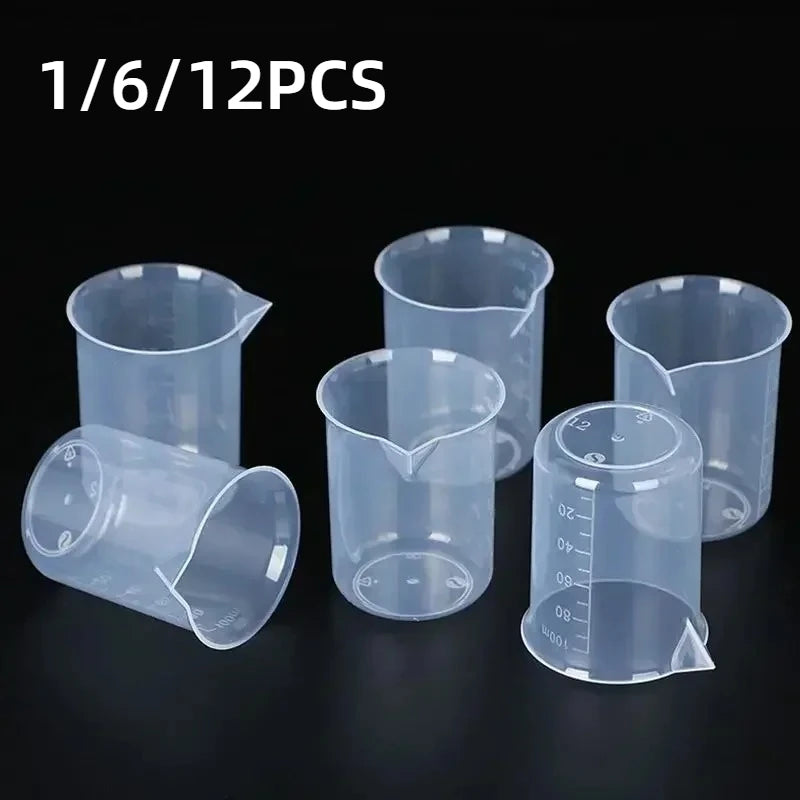 100ml Plastic Measuring Cups for Epoxy Resin & Lab Mixing