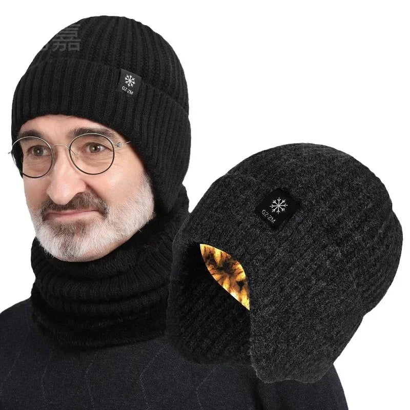 Men's Winter Knit Beanie with Ear Flaps – Fleece Lined Thermal Hat