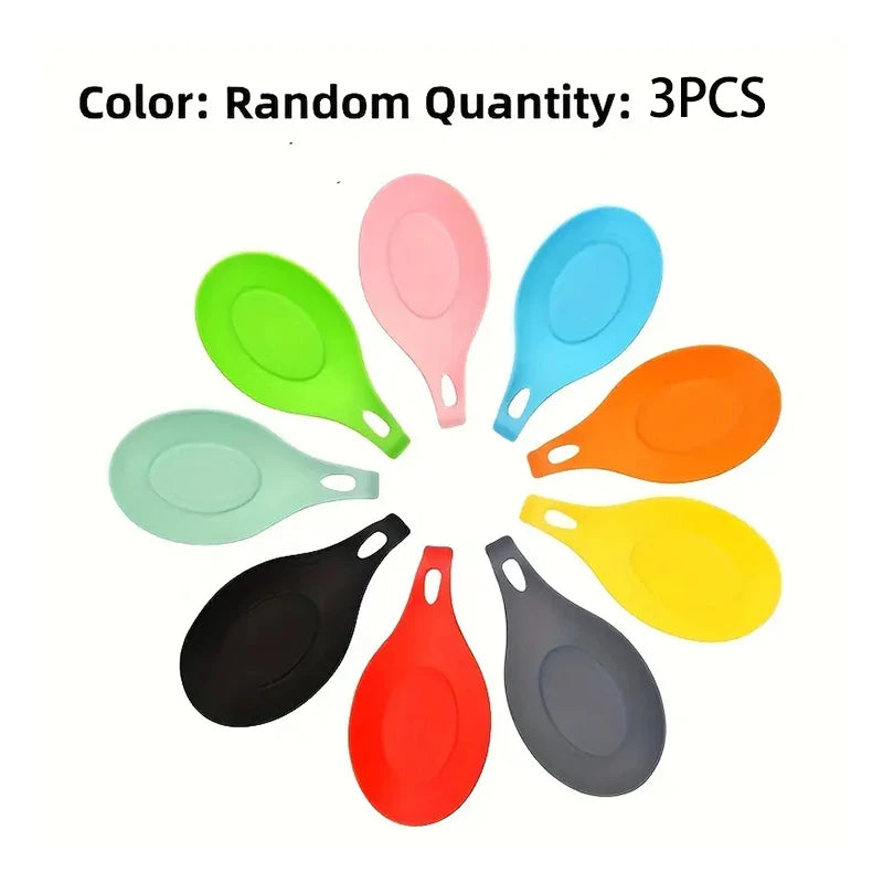 Silicone Spoon Rest - Heat-Resistant Kitchen Utensil Holder (Random Color)