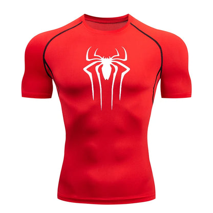 Men's Compression Short Sleeve Gym T-Shirt Spider Print