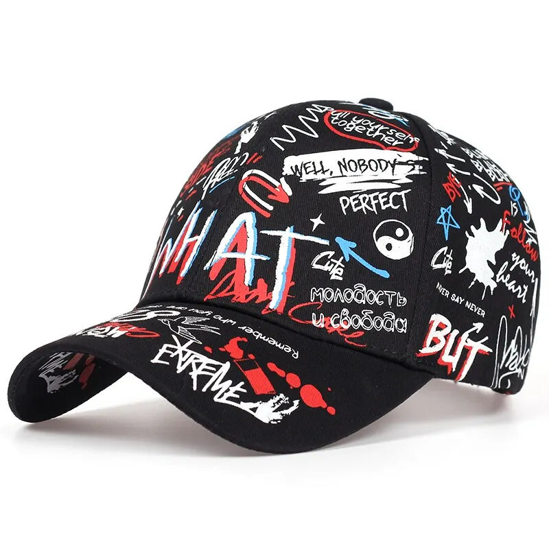 Graffiti Print Snapback Baseball Cap – Unisex Street Style Hat