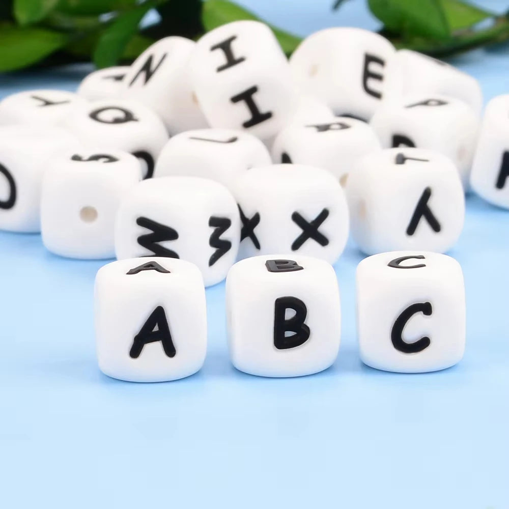 Silicone Alphabet Letter Beads 12mm – 40pcs Food Grade Teething