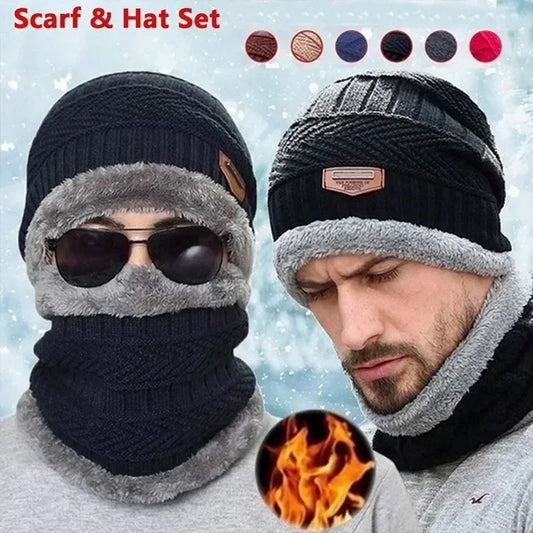 Winter Knit Beanie & Fleece Neck Warmer Set – Unisex