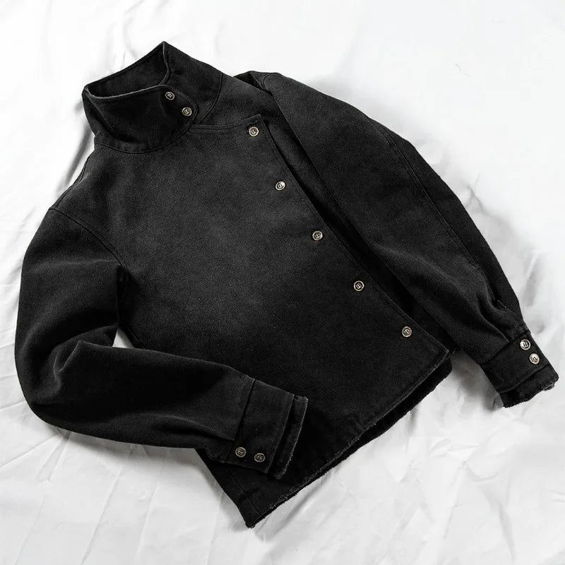 Y2K Fencing Jacket – Vintage Wash Canvas Unisex Gothic Streetwear