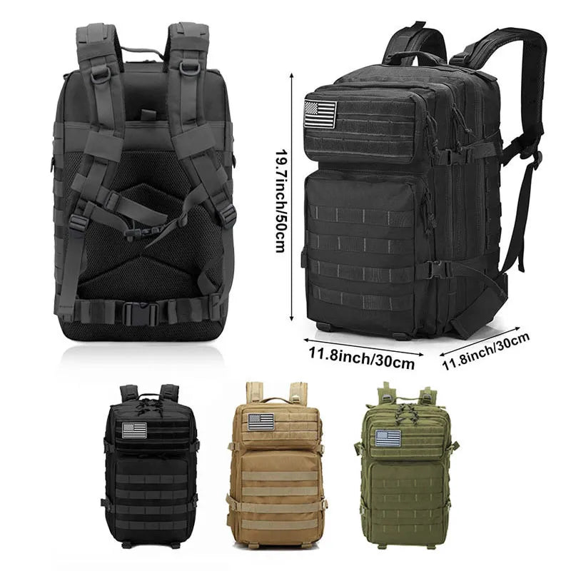 50L Tactical Military Backpack – Waterproof MOLLE Rucksack