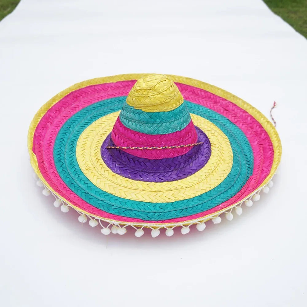 Colorful Sombrero Hat – Wide Brim Straw Party Hat
