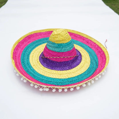 Colorful Sombrero Hat – Wide Brim Straw Party Hat