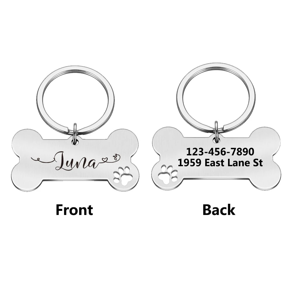 Personalized Dog ID Tag – Custom Engraved Bone Shape