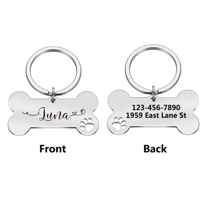 Personalized Dog ID Tag – Custom Engraved Bone Shape