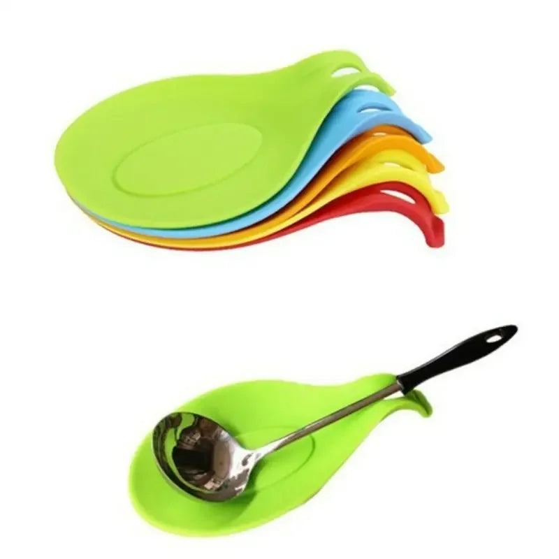 Silicone Spoon Rest - Heat-Resistant Kitchen Utensil Holder (Random Color)