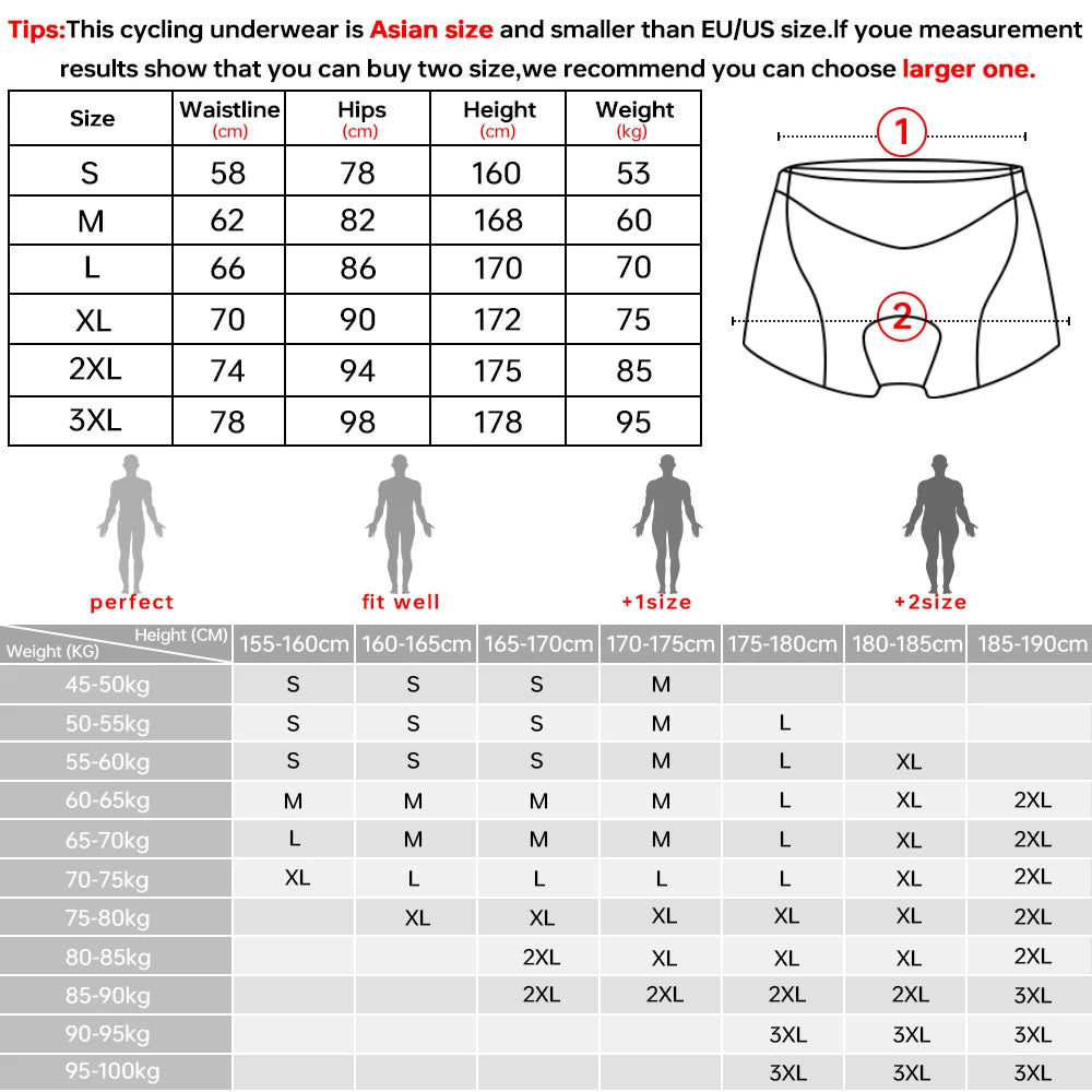 5D Gel Pad Men's Cycling Underwear Shorts – Breathable Bike Underpants
