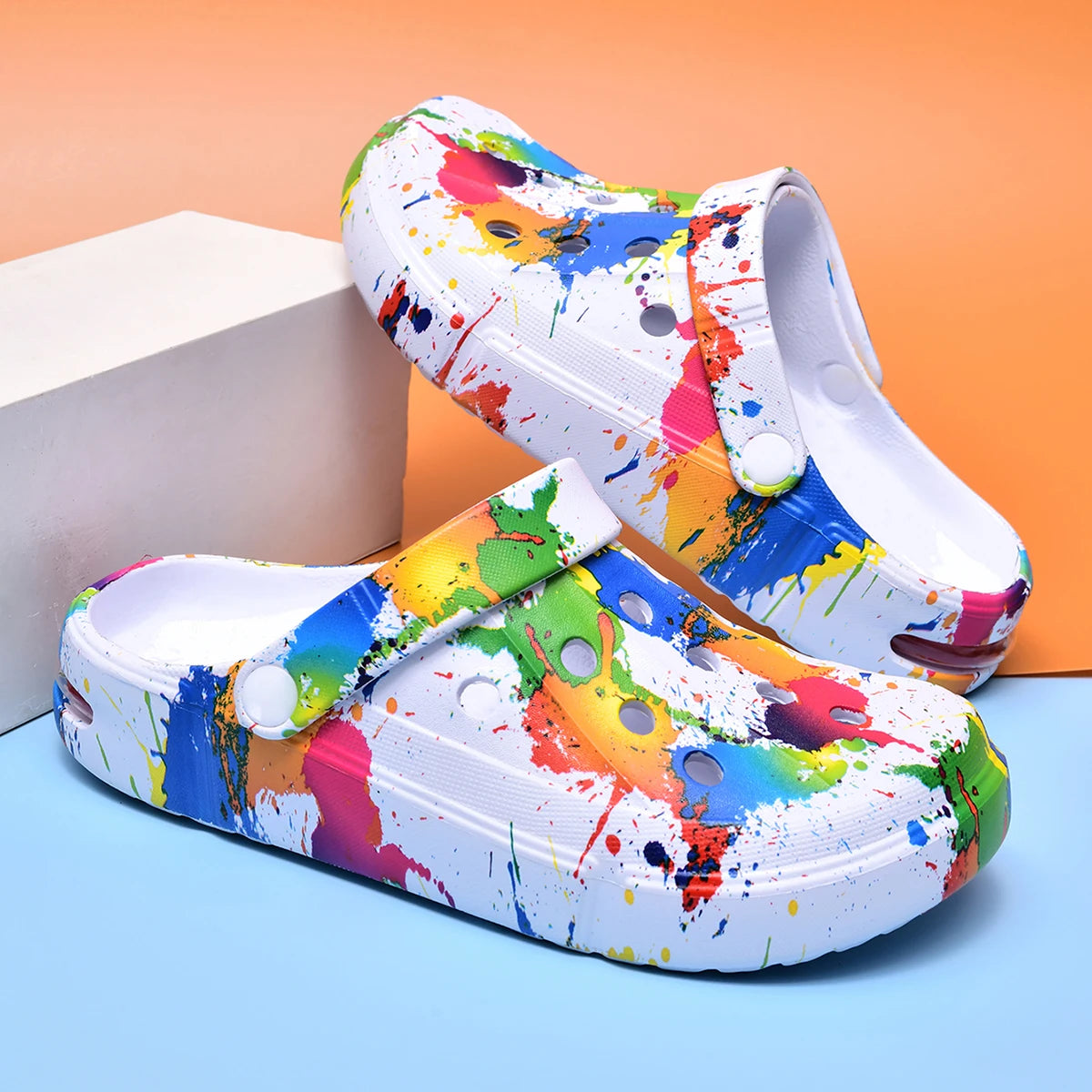 Colorful Print Clog Sandals – Breathable Unisex Garden Shoes