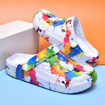 Colorful Print Clog Sandals – Breathable Unisex Garden Shoes