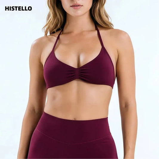 Seamless Push-Up Sports Bra | Padded Halter Gym Top for Women