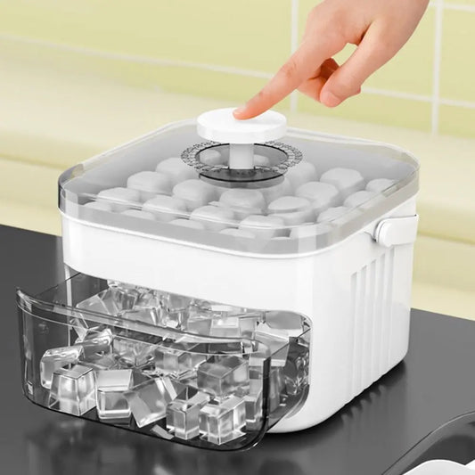 Ice Cube Tray with Storage Box – 50-Cube Double Layer Press