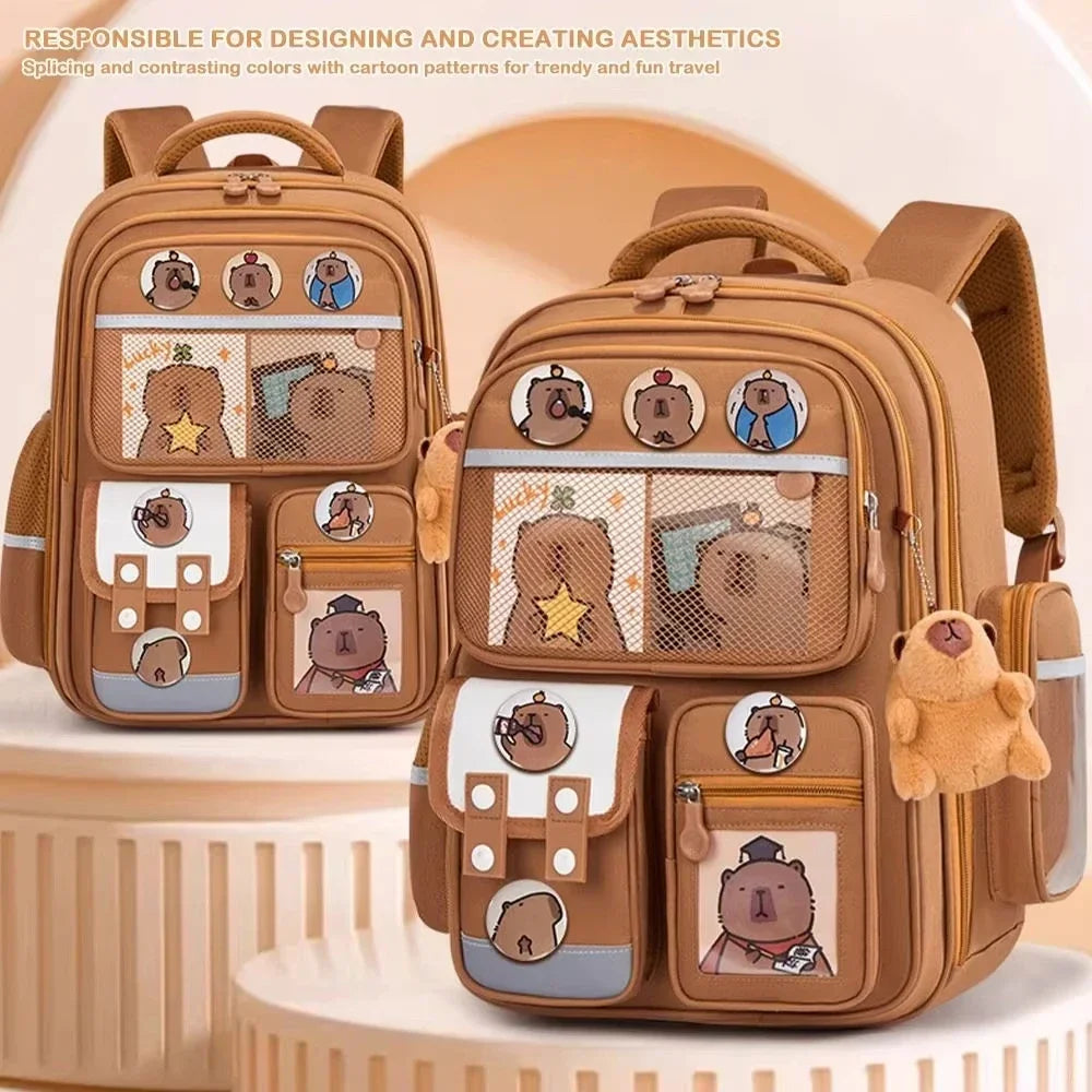 Capybara Kids School Backpack – Waterproof, Spine-Protection, Large Capacity