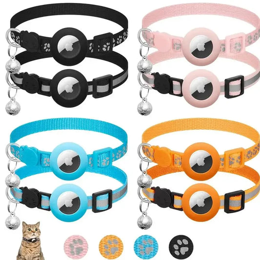 AirTag Cat Collar with Bell – Reflective Adjustable Safety Buckle for Kittens & Puppies