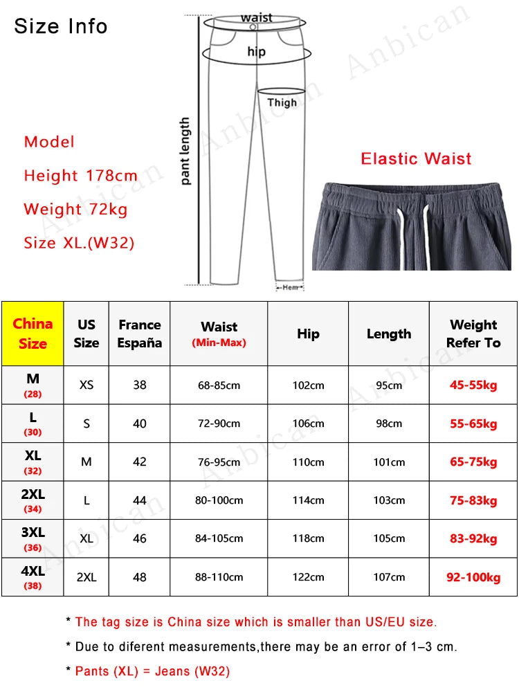 Men's Fleece-Lined Corduroy Sweatpants – Warm Straight Leg Track Pants