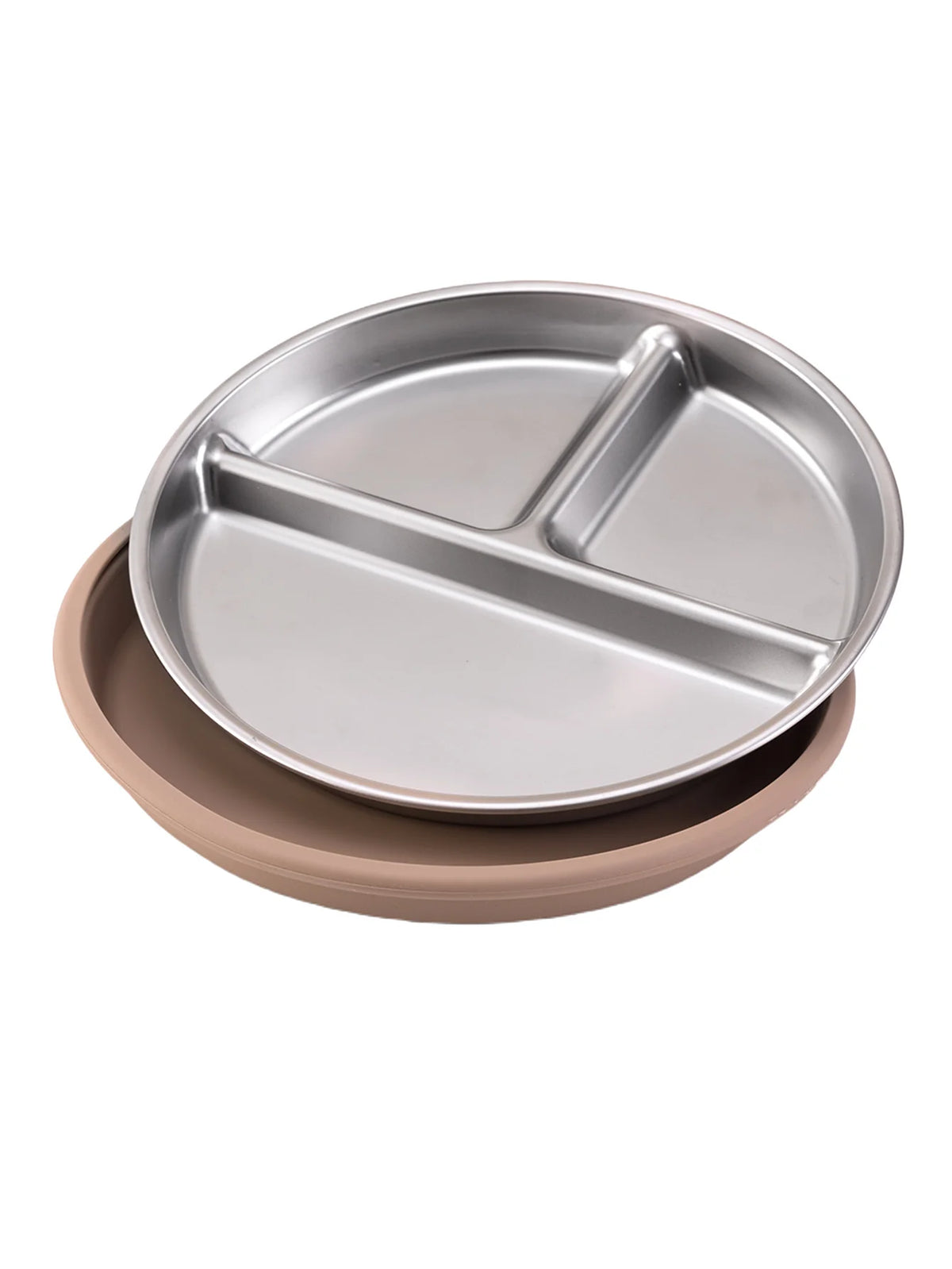 Baby Suction Divided Plate – Stainless Steel with Silicone Base