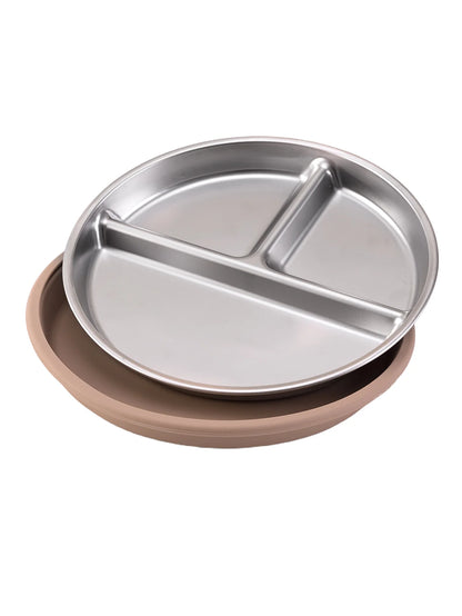 Baby Suction Divided Plate – Stainless Steel with Silicone Base
