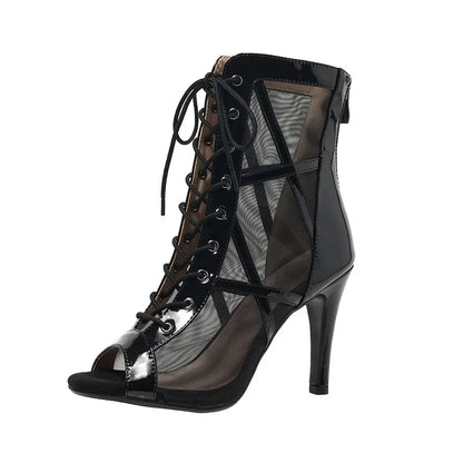 Women's Lace-Up Peep Toe Stiletto Dance Heels