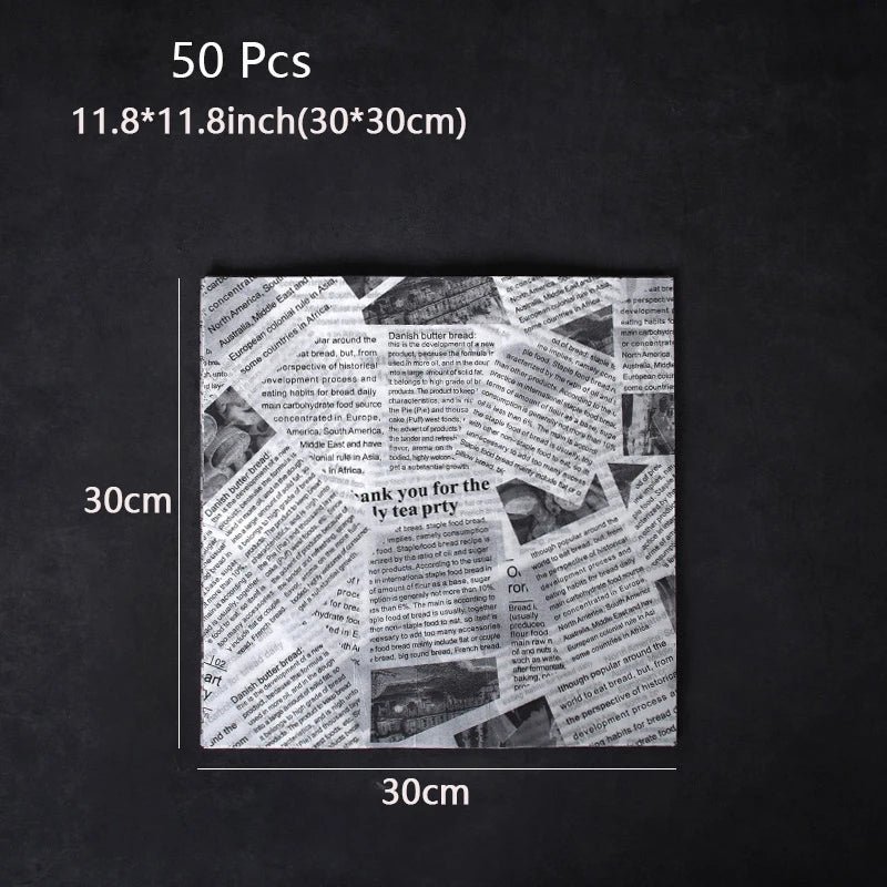 Oil-Absorbing Wax Paper Sheets – 50-Pack Food Basket Liner