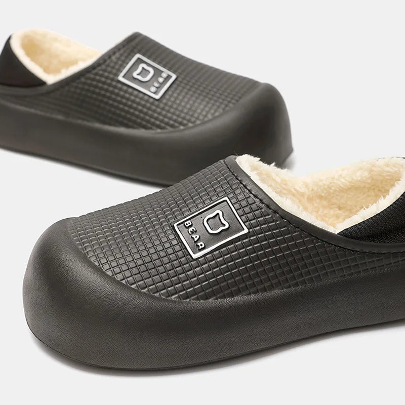 Waterproof Plush Cotton Slippers Non-Slip Thick Sole for Men & Women
